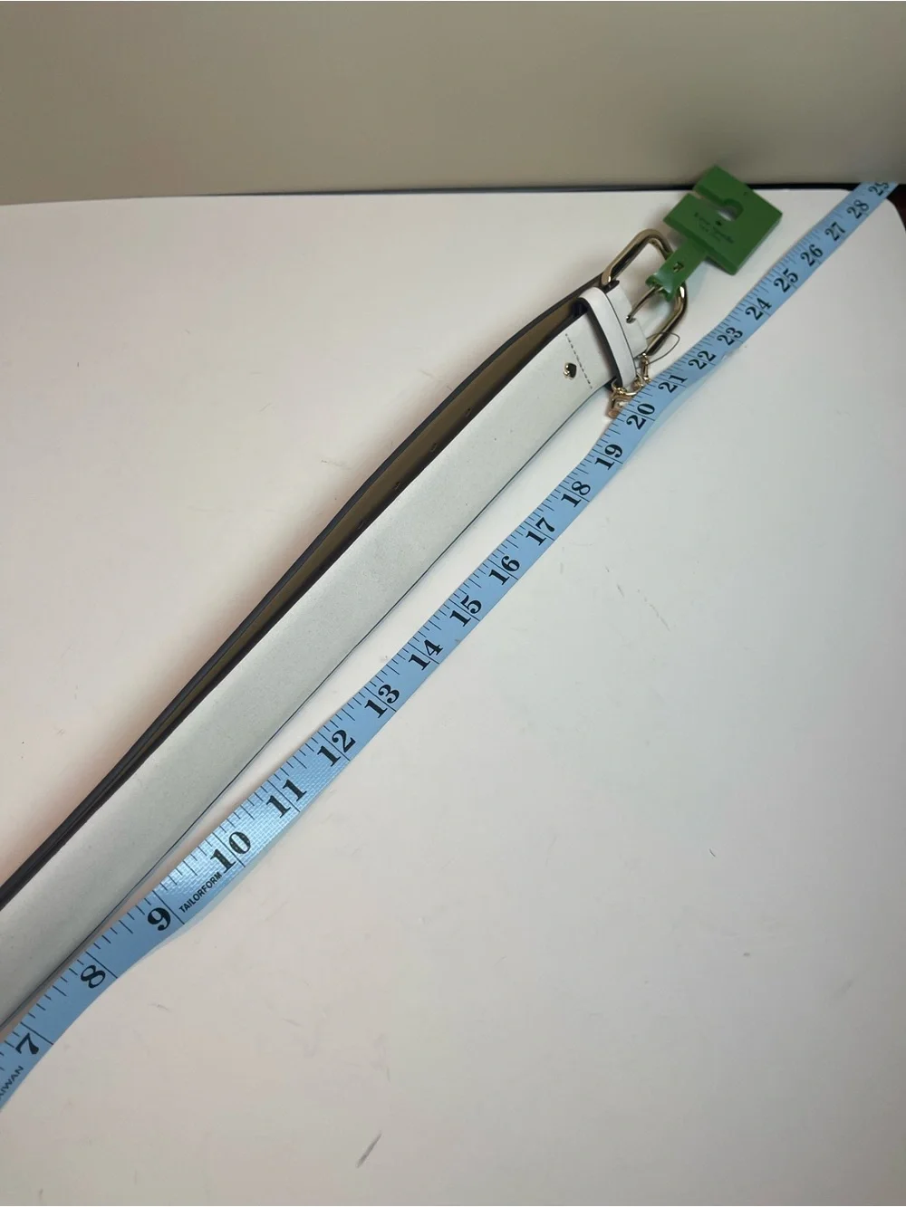 NWT Kate Spade New York Genuine Leather Belt with Lock and Key Charm Sz L Cream